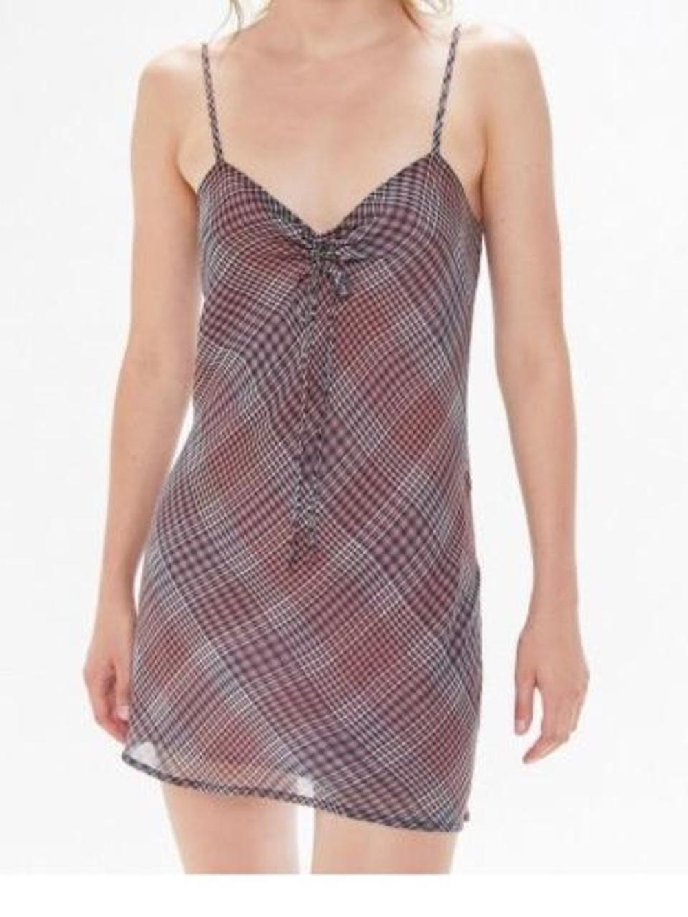 Urban Outfitters Plaid Dusty Rose Slip mini Dress